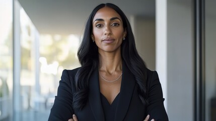 Fototapeta premium Confident Businesswoman Standing in Modern Office Environment