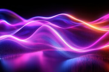 Abstract Neon Light Waves in Futuristic Corridor with Pink and Blue Illumination