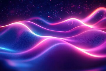 Obraz premium Futuristic Abstract Background with Glowing Neon Waves in Pink Blue and Purple Colours High Speed Motion Dynamic Bokeh Lights