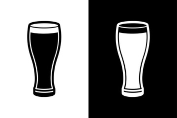 Foamy Beer Mug Icon High-Contrast Vector Illustration.