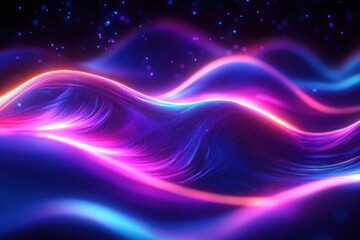 Obraz premium Abstract Futuristic Background of Purple and Blue Neon Light Waves in a High-Speed Corridor