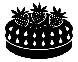 creative cake with strawberries silhouette vector illustration 