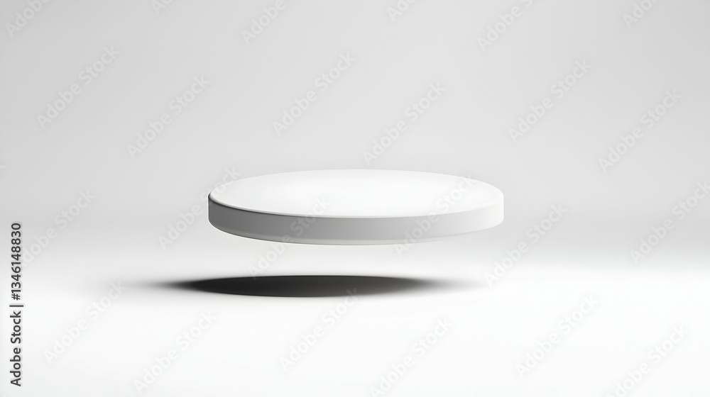 Aufkleber floating white circular platform with shadow on white background for product presentation