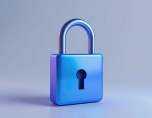 Blue Padlock Security Protection Icon Represents Data Privacy Protection Concept