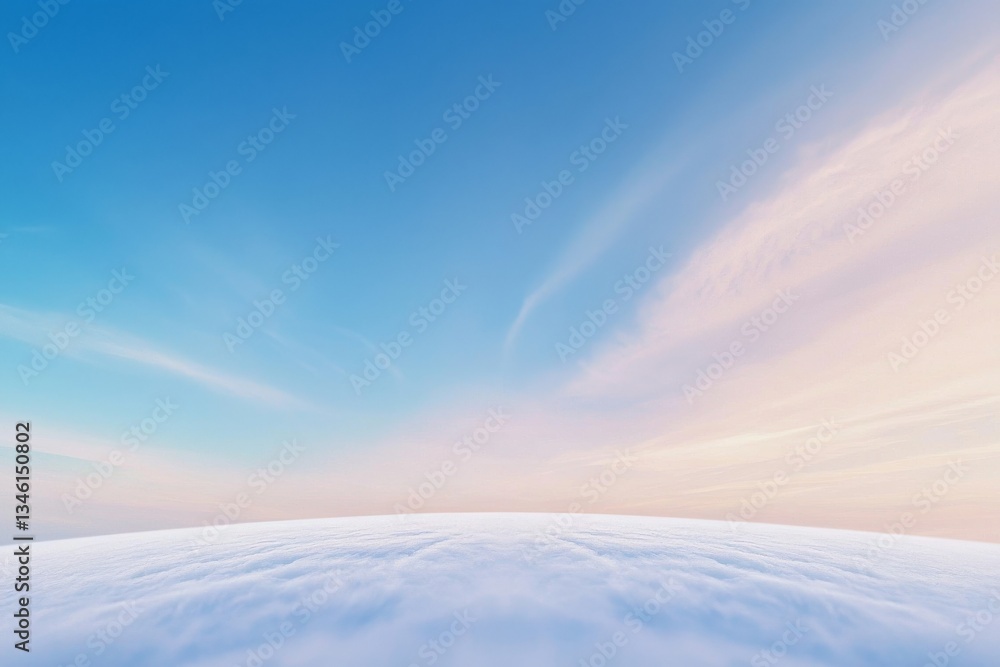 Poster a serene sky view showcasing soft clouds and gradient colors, evoking a sense of tranquility and vas