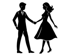 creative Couple Holding Hands icon silhouette vector illustration