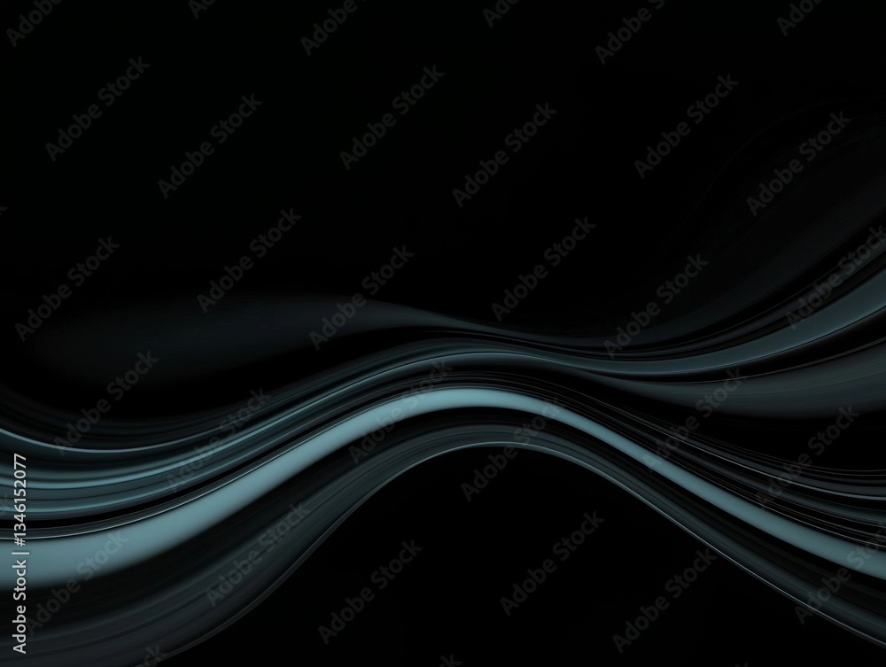 Aufkleber abstract waves of blue and gray create a fluid motion on a dark background, evoking a sense of calm 
