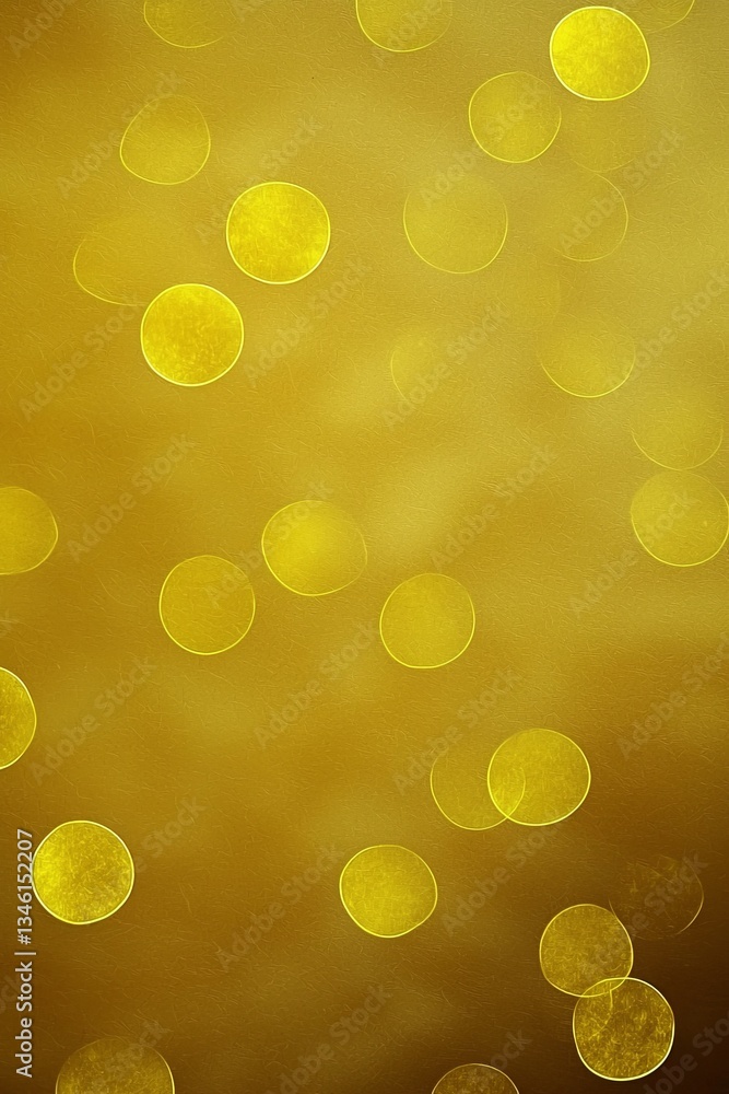 Aufkleber an abstract image featuring golden circular shapes floating on a soft, blurred golden background.