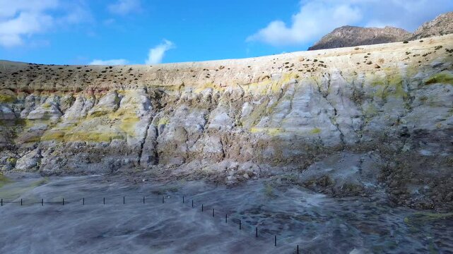 Volcano drone 4K footage of Unique landscapes Greece, Nysiros Island