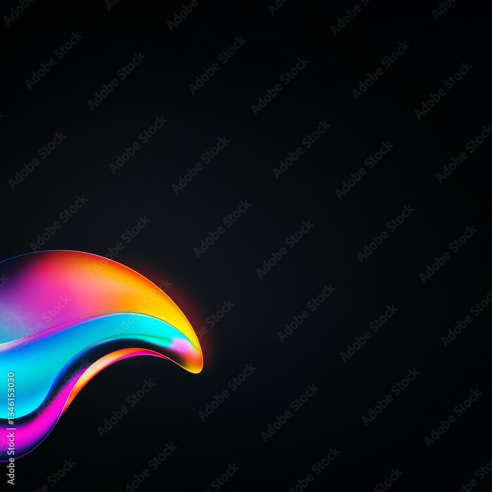 Poster a colorful, abstract wave design glows against a dark background, creating a vibrant and modern visu