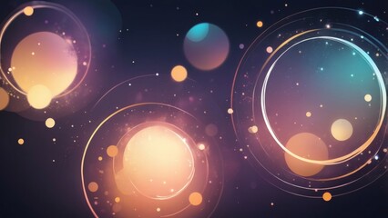 Abstract Glowing Circles and Sparkles in Cosmic Background, Futuristic Light Orbs and Bokeh Effect on Dark Background, Dreamy Abstract Space with Floating Glowing Spheres
