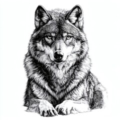 Fototapeta premium A wolf is sitting on a white background