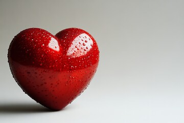 Isolated red heart on white backdrop. Generative Ai