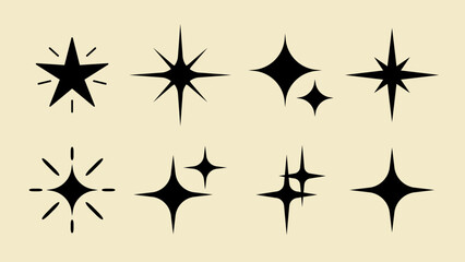 Shine star sparkle vector set. Sparkle star icons. Shine icon. Stars sparkle doodles vector. Set sparkles star symbols vector. Bright sparkle, star sparkle, shiny flash star. Star shine sparkle icon