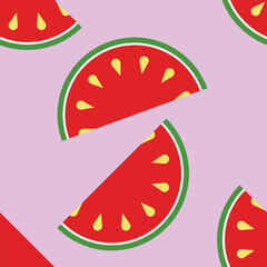 Watermelon Vector Seamless Pattern Digital Paper – Summer Fruit Background, Cute Watermelon Slice Illustration, Fresh and Juicy Watermelon Print, Vibrant Red and Green Watermelon Texture