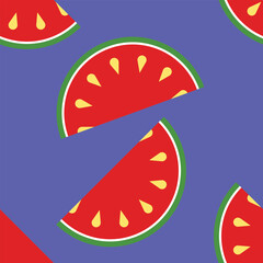 Watermelon Vector Seamless Pattern Digital Paper – Summer Fruit Background, Cute Watermelon Slice Illustration, Fresh and Juicy Watermelon Print, Vibrant Red and Green Watermelon Texture