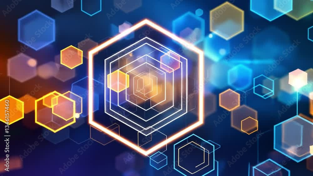Poster vibrant geometric shapes modern abstract background of colorful hexagons and circles, showcasing dyn