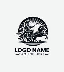 Gladiator in Chariot Logo Design, Chariot Gladiator Logo