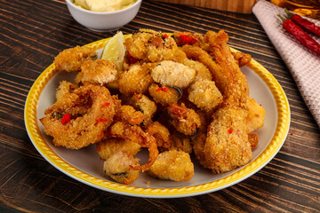 Fritto misto - deep fried seafood mix