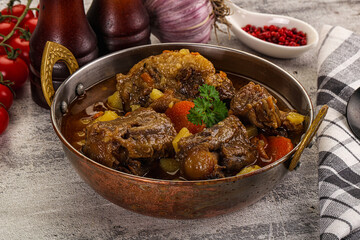 Gourmet Oxtail beef soup with vegetables