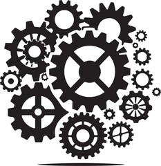 Mechanical Gear Silhouette Vector Set