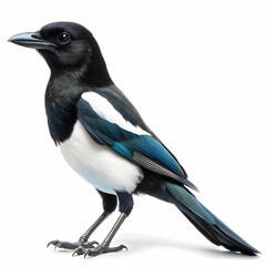 Fototapeta premium magpie on white background