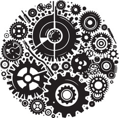 Mechanical Gear Silhouette Vector Set