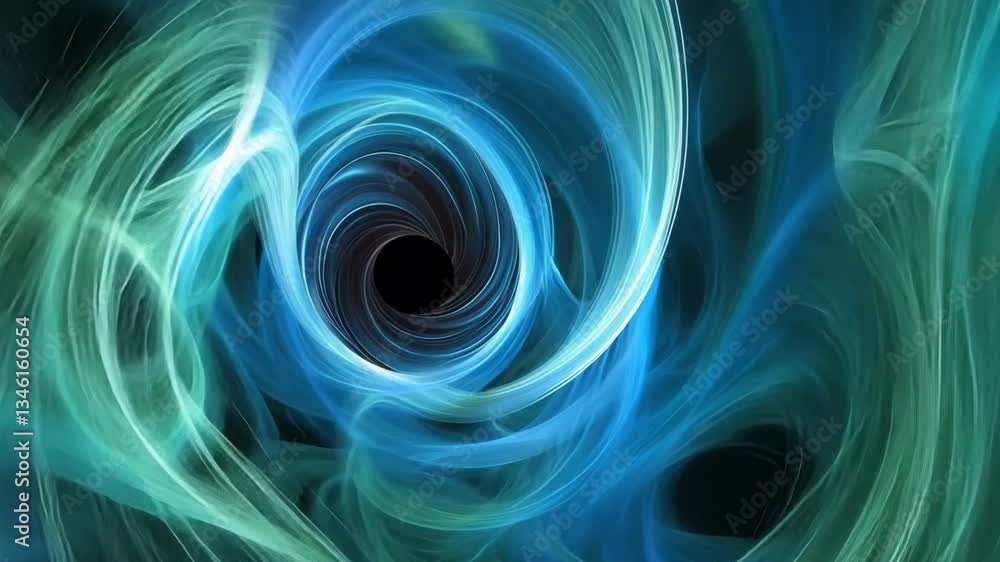 Poster captivating abstract swirl of blue and green vortex of fluid lines and depth in mesmerizing visual e