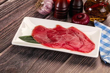 Raw tuna slises sashimi snack