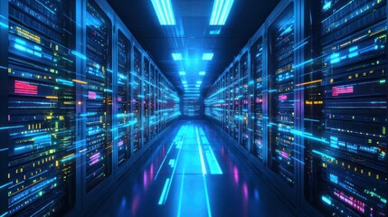 Futuristic Data Center: A Virtual Corridor of Light and Information