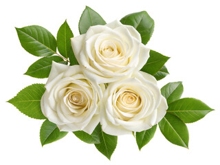 Bouquet of white roses isolated on transparent background. Png