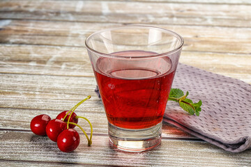 Sweet cherry juice in the glass