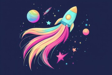 Cosmonautics Day. Abstract paper cut art of astronaut floating in space with planets, spaceship, and stars on a blue background