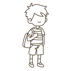 Hand-Drawn Illustration of a Boy with Backpack