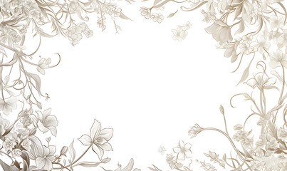 Fototapeta premium Creative 2D Doodle Floral Illustrations on White Background