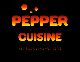 Vector Advertising Pepper Cuisine. Fire Font. Flame style Alphabet Letters and Numbers set.