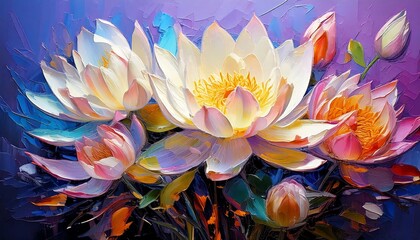 연꽃 유화 그림