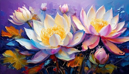 연꽃 유화 그림