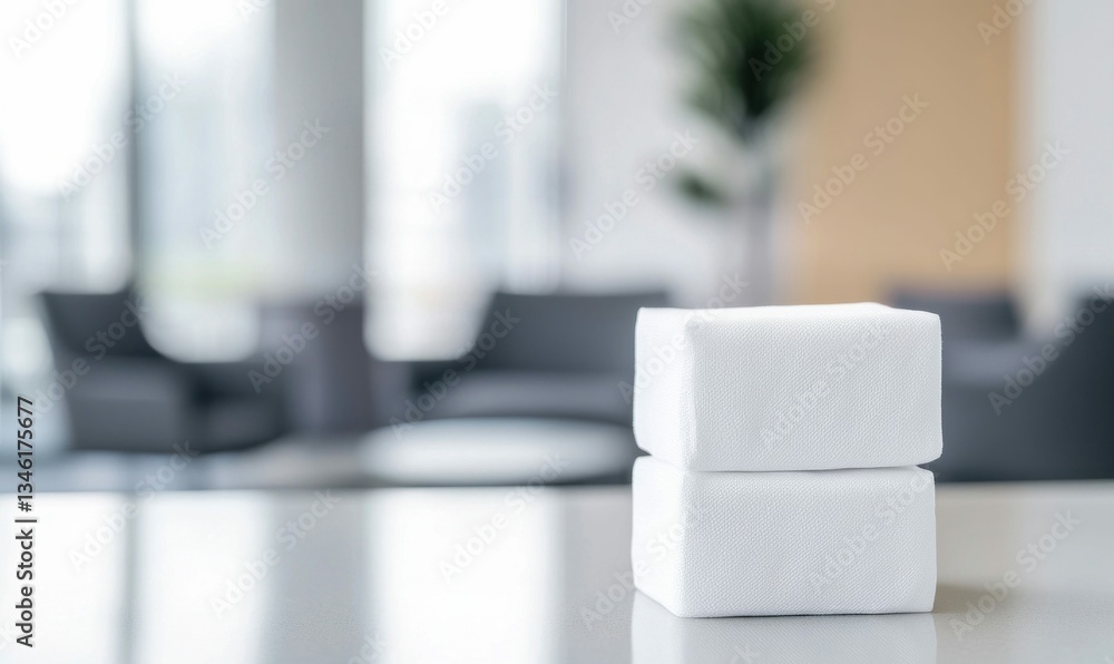 Aufkleber two pristine white cubes sit neatly stacked in a modern office setting, adding a touch of minimalist