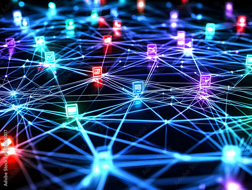 Poster global network data flow, digital connection, communication technology
