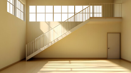 Obraz premium Empty Modern Interior With Beige Walls And Wooden Floor