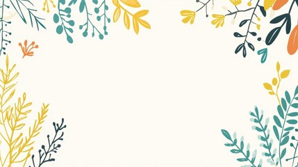 Obraz premium Autumn Floral Frame Background with Fall Leaves Border.