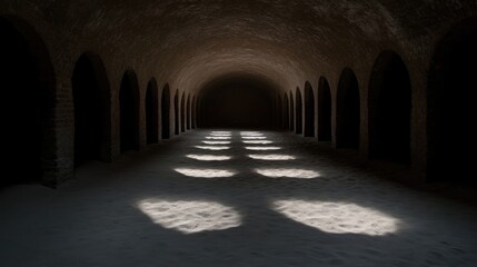 Obraz premium Ancient, sunlit tunnel, shadows