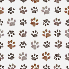 Sticker design shining paw prints seamless fabric design pattern