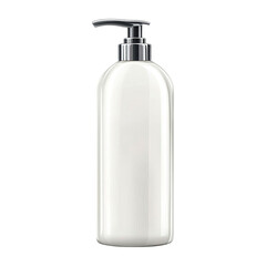White Plastic Pump Bottle Mockup for Shampoo or Lotion, Isolated on a Transparent Background