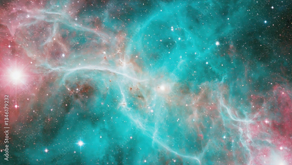 Wall mural nebula in outer space with stars and colorful clouds