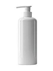 White Plastic Pump Bottle Mockup for Shampoo or Lotion, Isolated on a Transparent Background