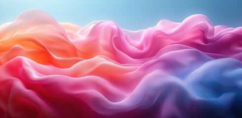 Obraz premium Floating Pastel Fabric Artwork Dreamy Flowing Textiles in Air Soft Light Mockup Presentation