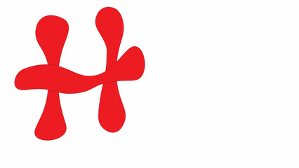 Alphabet H red on white background