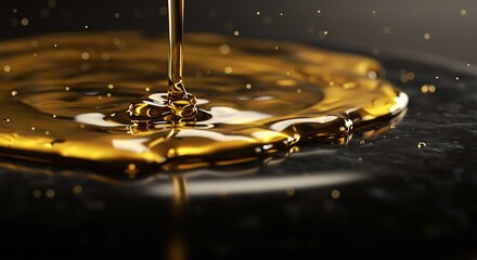 黄金色液体滑らかな流れ 美しい光沢感